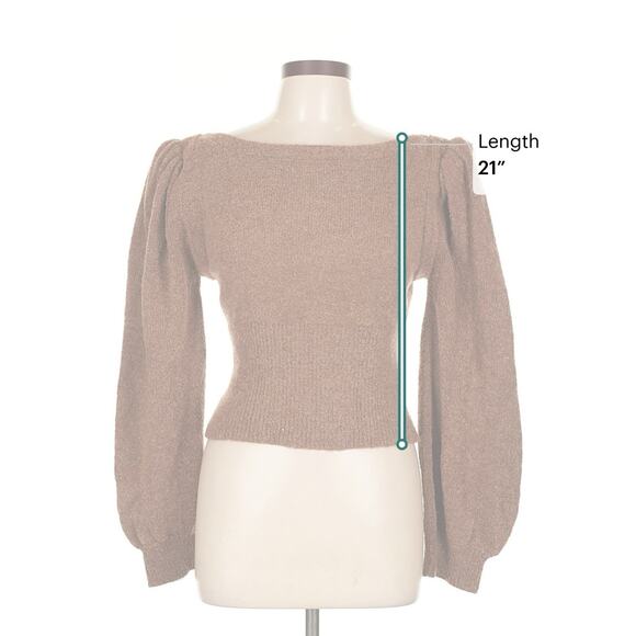 NWT The Westside Luna Boucle Light Brown Wool Blend Knit Sweater SOFT Large - Picture 3 of 5